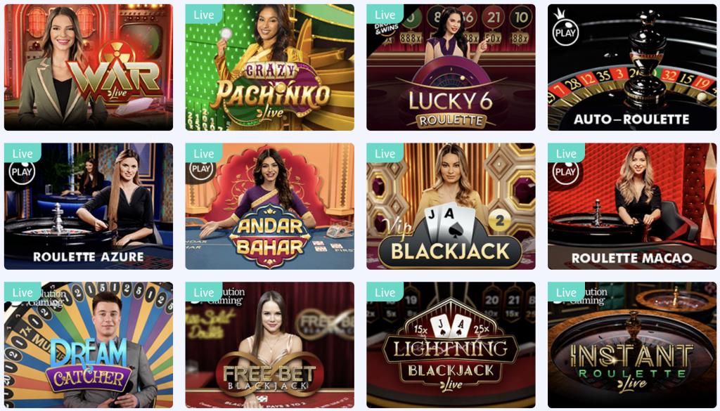 Jeux avec croupier en direct
